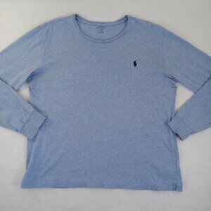 Polo Ralph Lauren Men's Long Sleeve T-Shirt LARGE Blue Heather Pony Logo